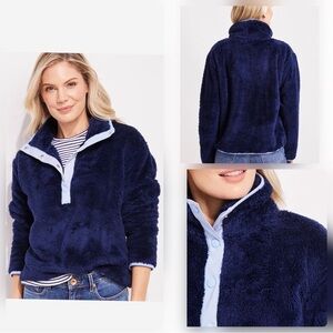 Vineyard Vines Navy Plush Teddy Snap-Placket Popover in Deep Bay Large 242